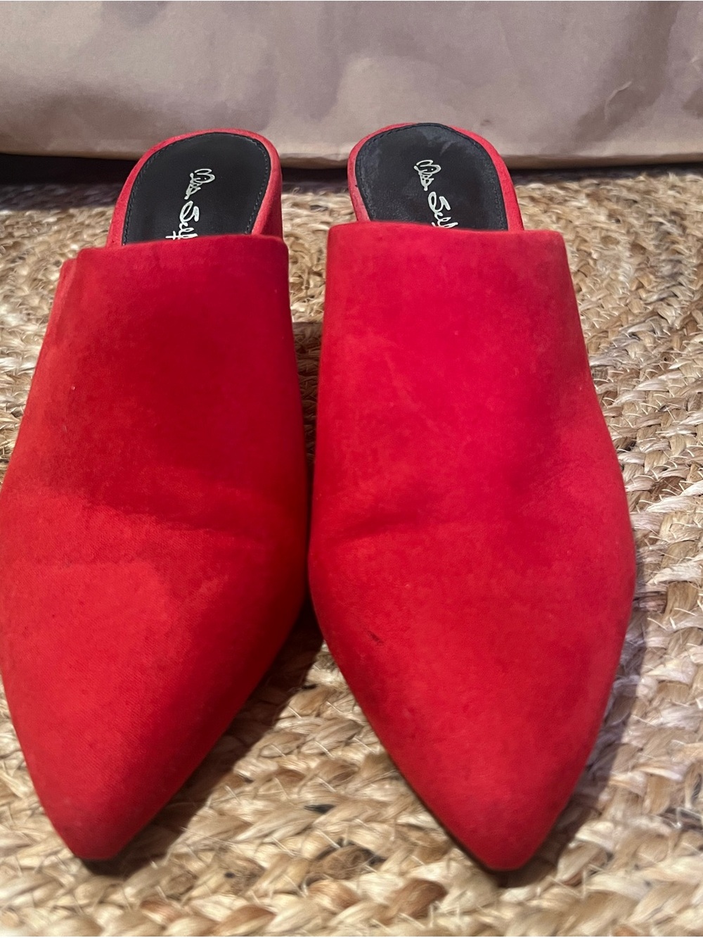 Red Pointed-Toe Slip-On Mules - Women